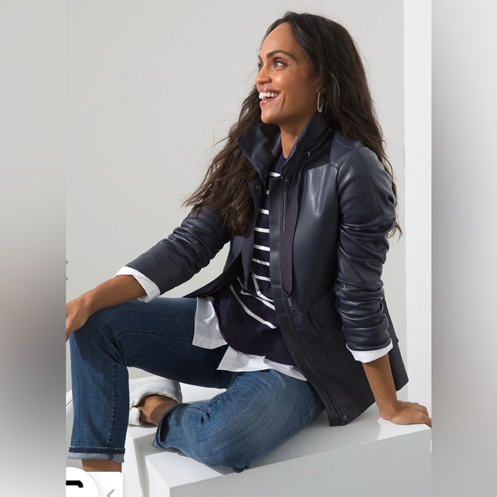 Chico’s faux leather jacket in dark gray size 4/6
